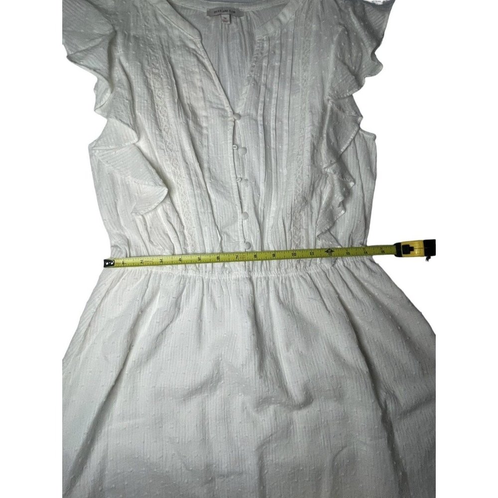 Skies Are Blue White Dress Size Medium Cotton Boho Prairie Ruffle‎ - Picture 3 of 9